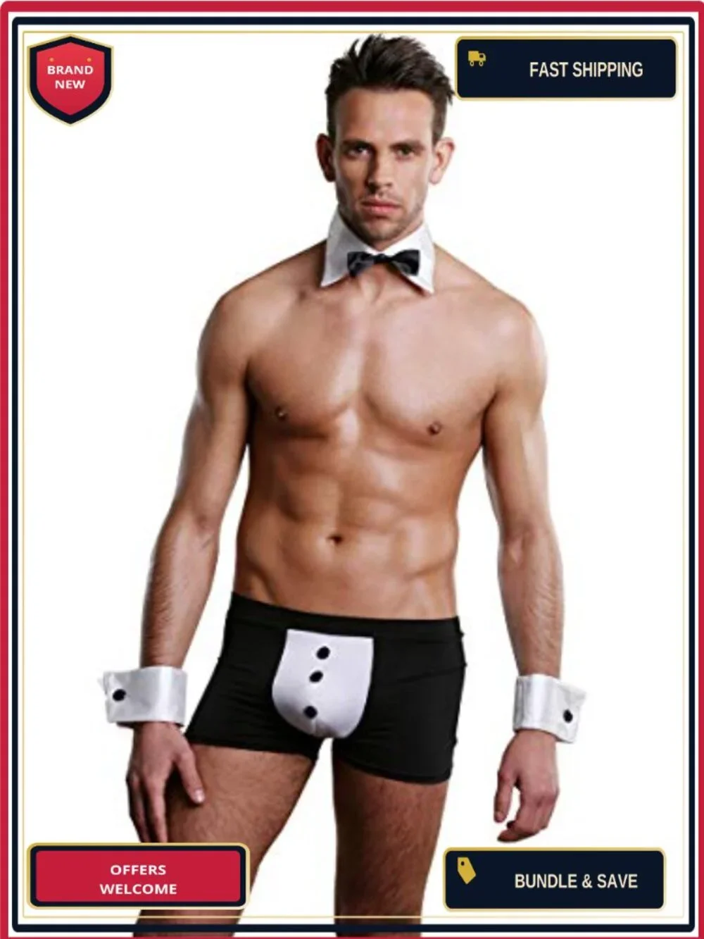 Mens Butler Tuxedo Lingerie Boxer Brief Costume Outfit